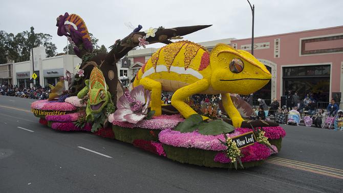 Student created float at the Rose Parade