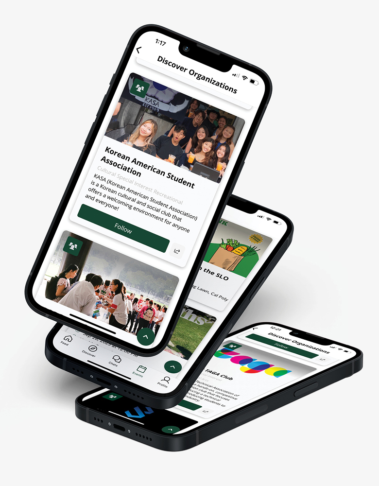 photo illustration showing a cell phone with the new Cal Poly Now App 