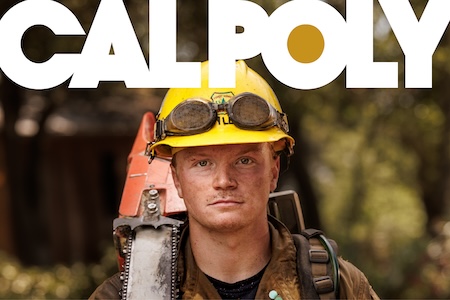 Cal Poly Magazine cover with firefighter image on front.