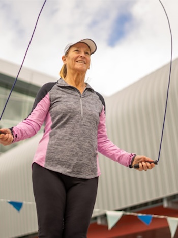 Woman jump roping. 