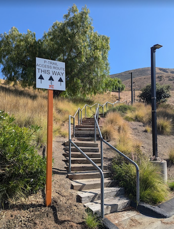 Stairs with sign leading hikers to P Trail.