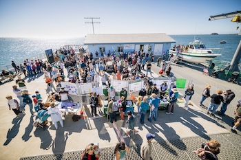 Photo of a crowd gathered at the Cal Poly Pier Open House.