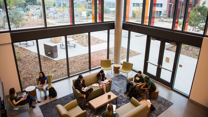 Student congregate in a shared housing space