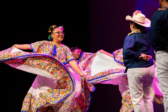 Imagen y Espíritu Ballet Folklórico de Cal Poly is a dance club that focuses on traditional Mexican regional dances and performs at campus and local community events.