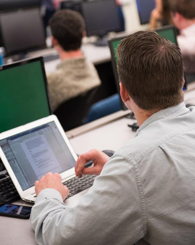 college student with computer