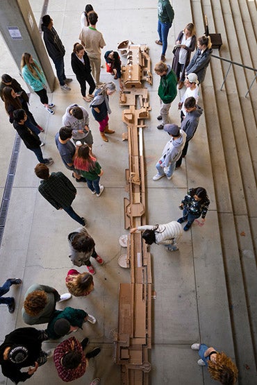 As part of their first year design studio, Architecture and Architectural Engineering majors were asked to analyze the existing Harford Pier through drawings and models, and speculate about possible activities and architecture that could be built on, under, and over the Pier. 