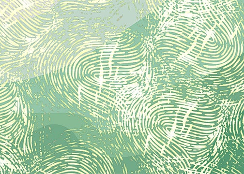 abstract image of white fingerprints over light green background