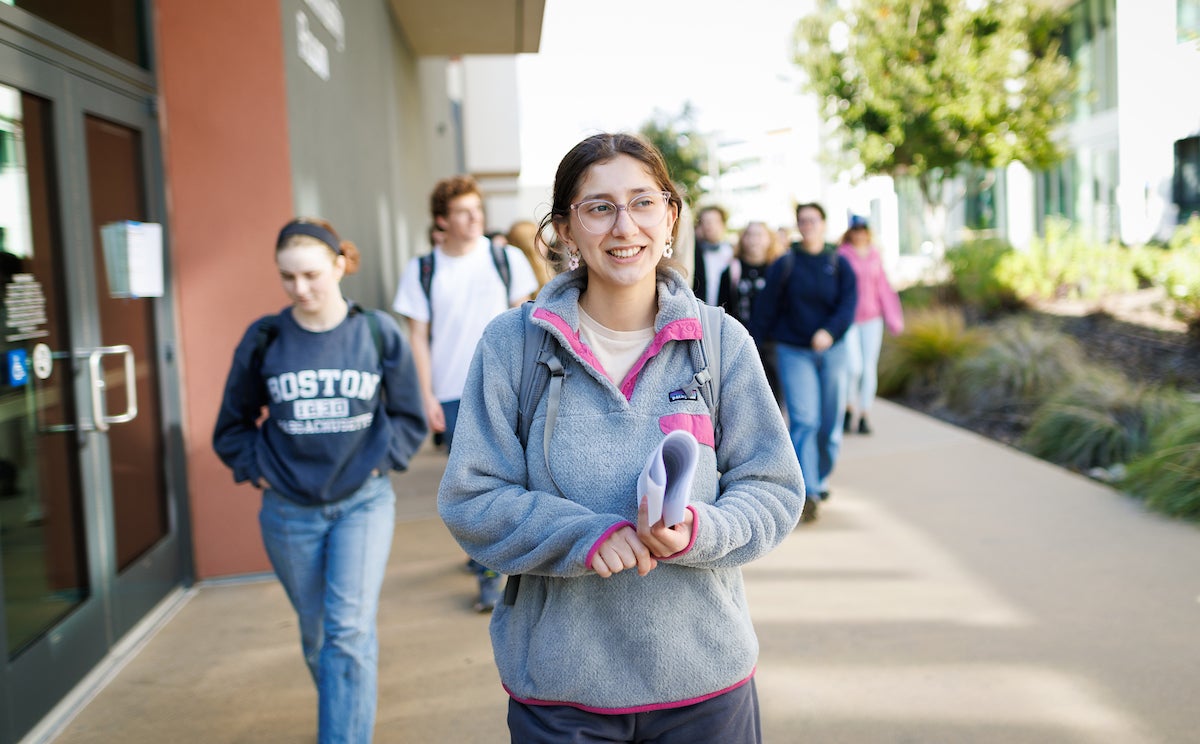 A student gives a tour honoring Indigenous contributions on Cal Poly's campus.