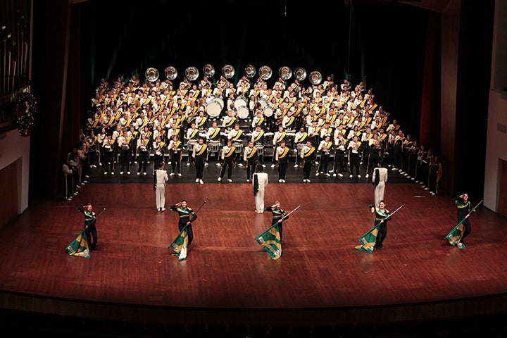 The Mustang Band at a previous Bandfest performance.