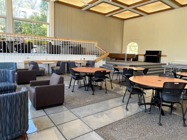 The study lounge in the Sierra Madre residence hall.