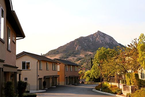 View looking down the street of the Bella Montana neighborhood.