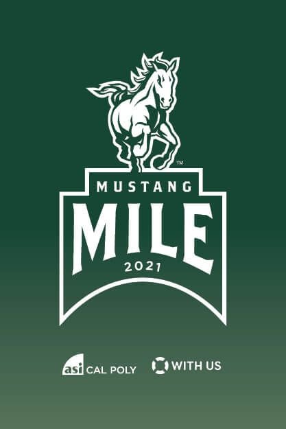 Image with a mustang graphic that says "Mustang Mile 2021"