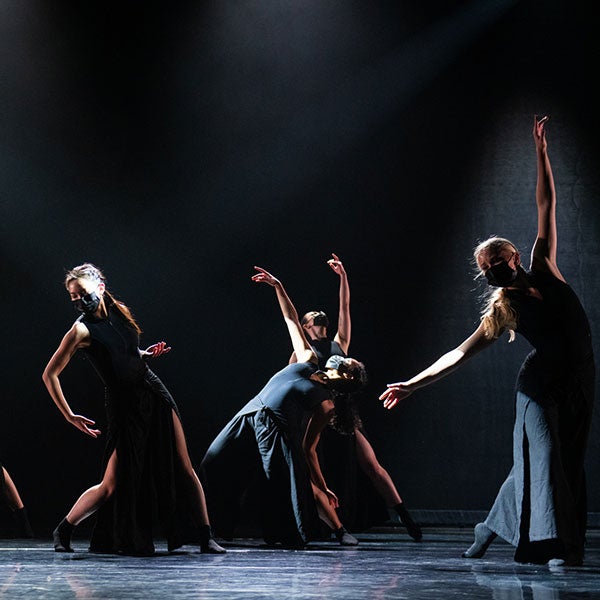 Orchesis Dancers perform, “Reconciliation of the Selves,” choreographed by student Emily Chung. Photo credit Brittany App