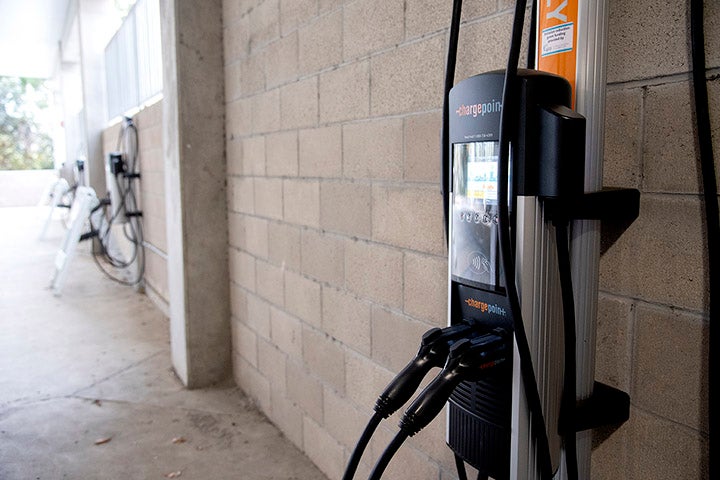 Electric vehicle charging station in Structure 131.