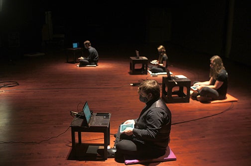 The Laptop Orchestra performs during last spring’s virtual performance of “RSVP XXVI: Electronic Music Showcase,” which was recorded in the PAC.