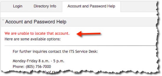  unable to locate your account