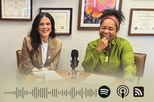 Beya Makekau and Denise Isom from the Office of University Diversity and Inclusion recording the Podcast episode in Fall 2024.