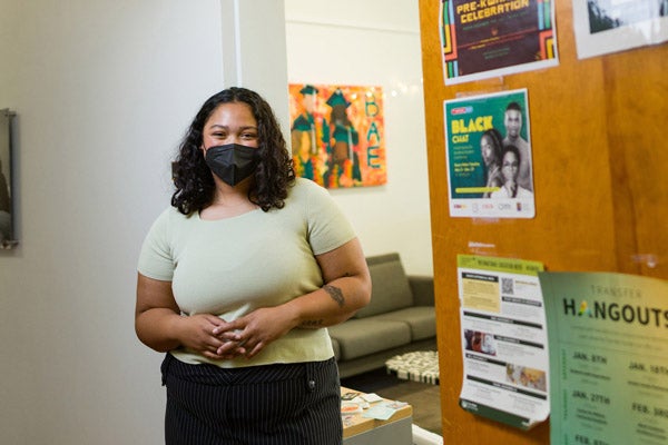 Student Kianah Corey offers peer counseling through the Black Academic Excellence Center. 