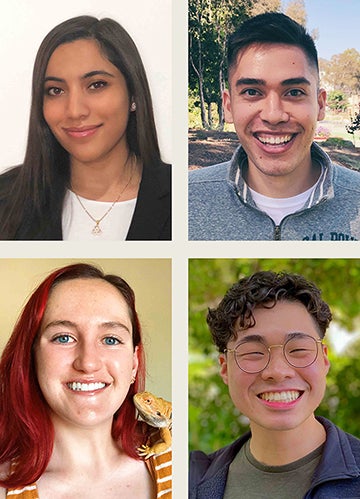 Clockwise from top left are Tanvi Gehani, Jacob Campbell, Issac Ho and Savannah Weaver