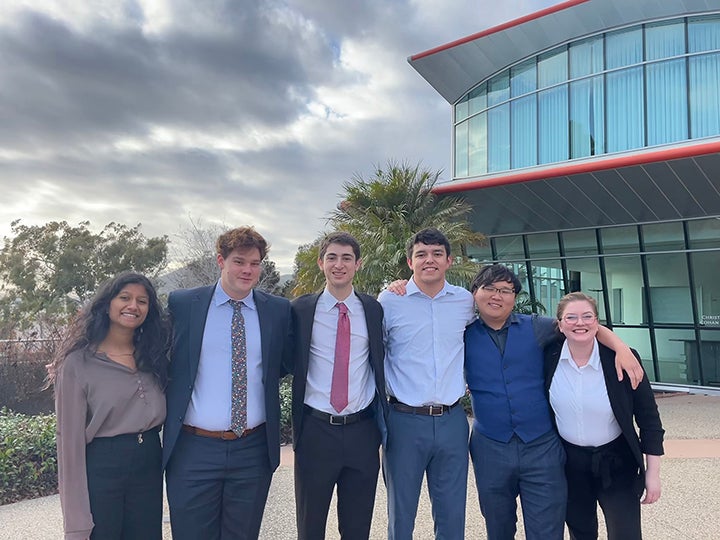 symphony “soloists,” from left: Reenu Kutty, Davis Lerner, Ari Maman, Jayden Perez, Yumin Park, Sarah Jane Scott