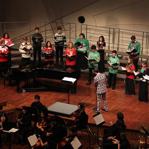 Cal Poly Choirs on stage at the 2022 Holiday Kaleidoscope concert