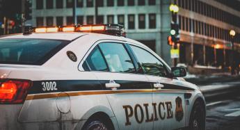 A police car on a street.