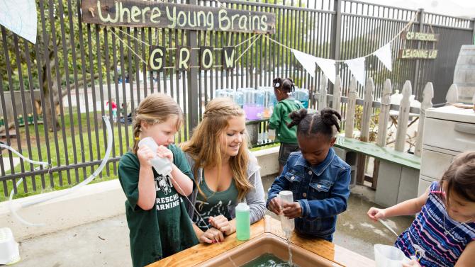 Future teachers working with young children