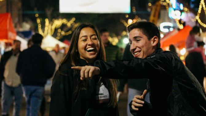 Students at Farmers Market in downtown SLO