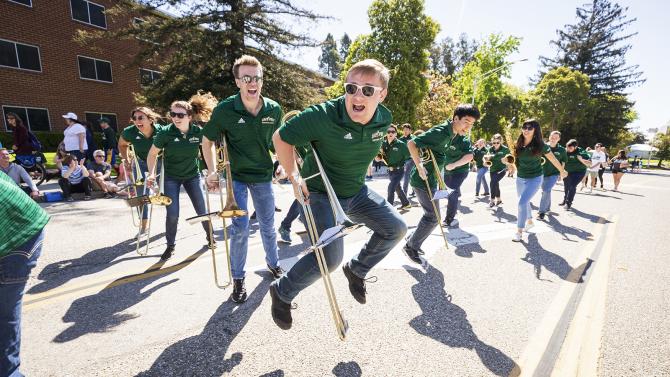 Members of the Mustang Band performing at Open House