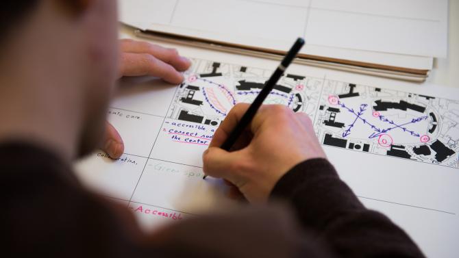 City and Regional Planning student during a lab