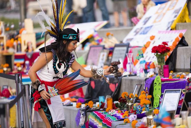 Día de los muertos (Day of the Dead) is a Latinx multi-day holiday that revolves celebrating and remembering ancestors and friends.