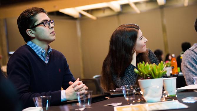 Students listen to presenters at the Leadership Beyond the Resume Conference