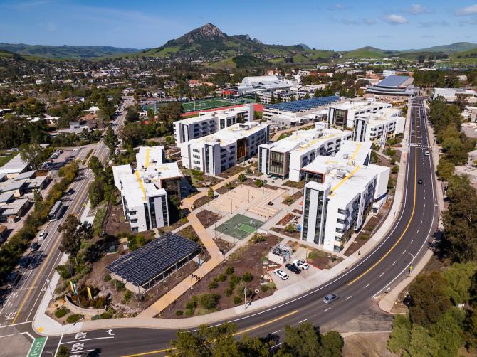 An aerial image of the campus